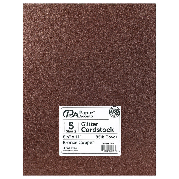 Paper Accents Glitter Cardstock 8.5 inch x 11 inch 85lb Bronze Copper 5pc