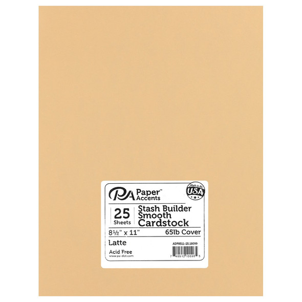 Paper Accents Cardstock 8.5 inch x 11 inch Stash Builder 65lb Latte 25pc