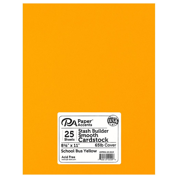 Paper Accents Cardstock 8.5 inch x 11 inch Stash Builder 65lb School Bus Yellow 25pc