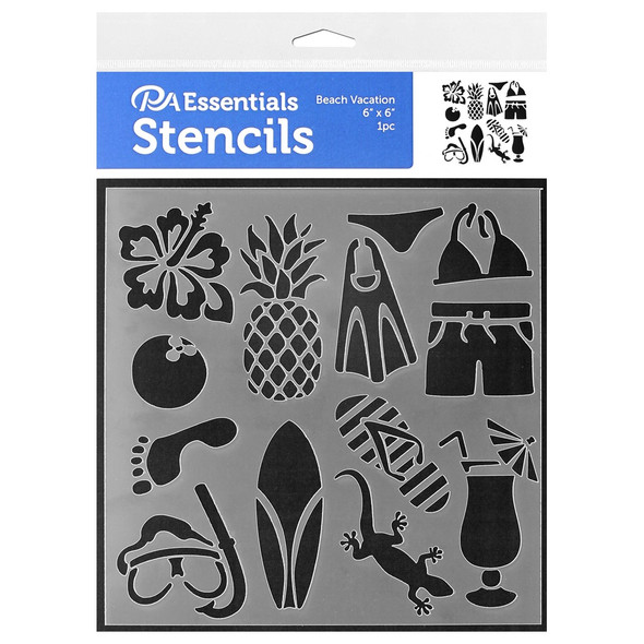 PA Essentials Stencil 6 inch x 6 inch Beach Vacation