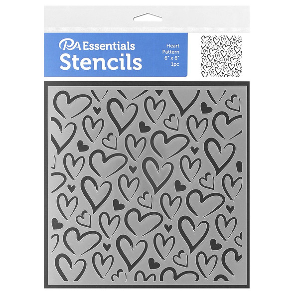 PA Essentials Stencil 6 inch x 6 inch Hearts Pattern