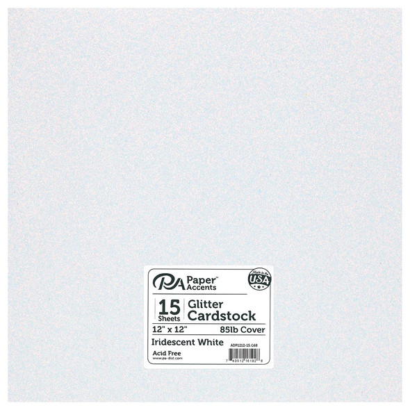 Paper Accents Glitter Cardstock 12 inch x 12 inch 85lb Iridescent White 15pc
