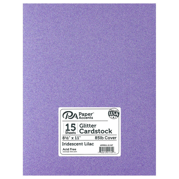 Paper Accents Glitter Cardstock 8.5 inch x 11 inch 85lb 15pc Iridescent Lilac