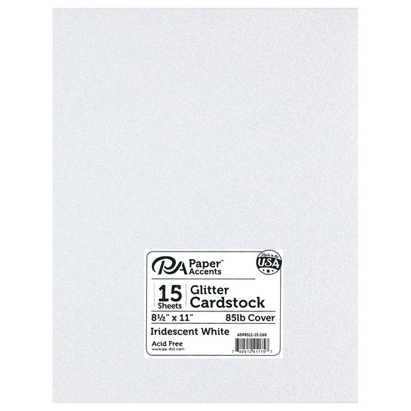 Paper Accents Glitter Cardstock 8.5 inch x 11 inch 85lb 15pc Iridescent White