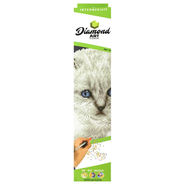 Diamond Art Kit Intermediate 12 inch x 12 inch White Cat