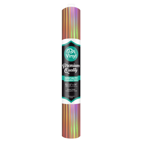 PA Vinyl Permanent Roll 12 inch x 36 inch Holographic Rose Gold