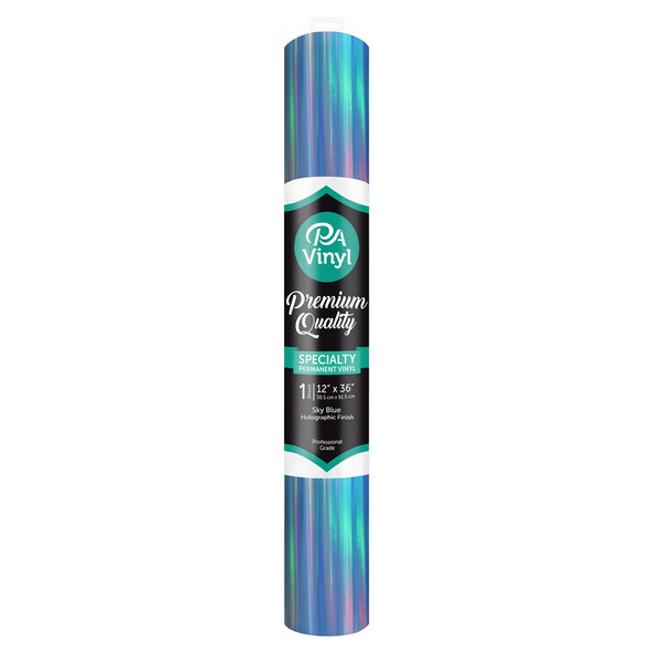 PA Vinyl Permanent Roll 12 inch x 36 inch Holographic Sky Blue