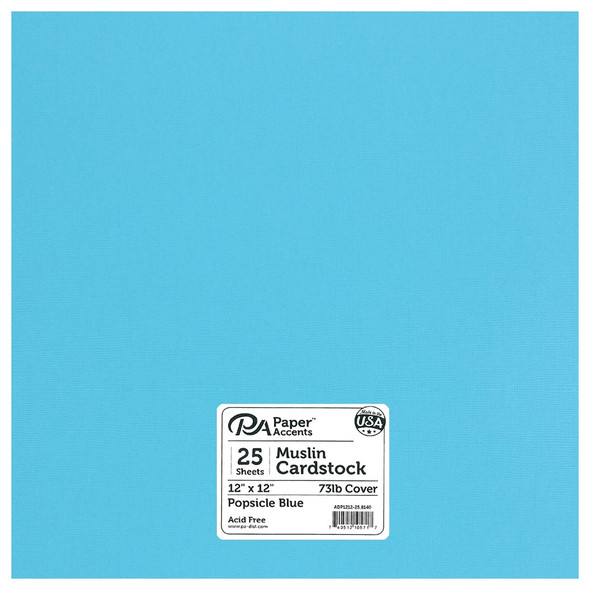 Paper Accents Cardstock 12 inch x 12 inch Muslin 73lb Popsicle Blue 25pc