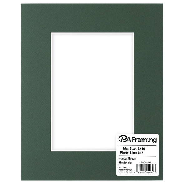 PA Framing Mat White Core 8 inch x 10 inch /5 inch x 7 inch Hunter Green