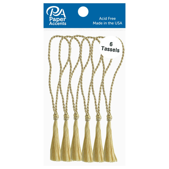 Paper Accents Tassels 6pc Old Gold