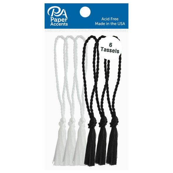 Paper Accents Tassels 6pc Black White