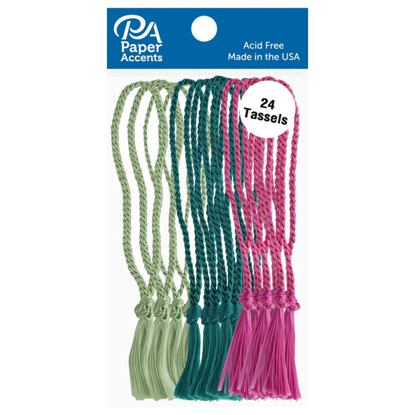 Paper Accents Tassels 24pc Lime, Teal, Fuchsia