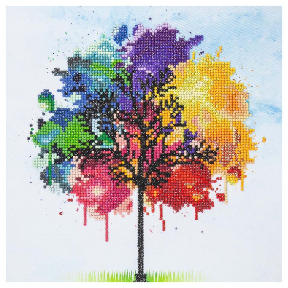 Diamond Art Kit Intermediate 12 inch x 12 inch Rainbow Tree