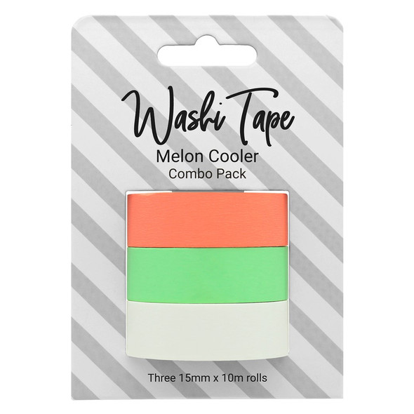 PA Essentials Washi Tape 15mm x 10m 3pc Combo Pack Melon Cooler