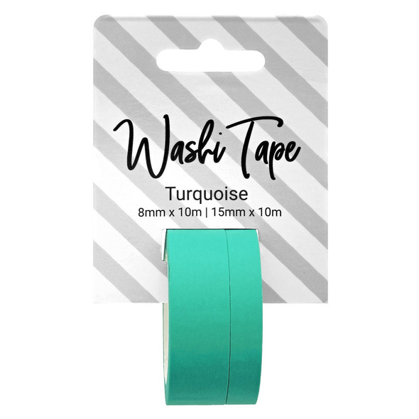 PA Essentials Washi Tape 8mm and 15mm x 10m Solid Turquoise