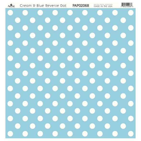 Paper Cafe Cardstock 12 inch x 12 inch Cream and Blue Reverse Dot 15pc