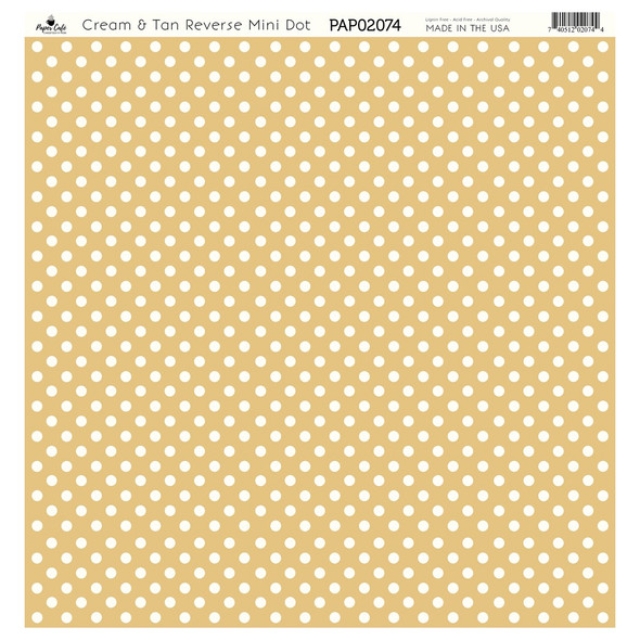 Paper Cafe Cardstock 12 inch x 12 inch Cream Tan Reverse Mini Dot 15pc