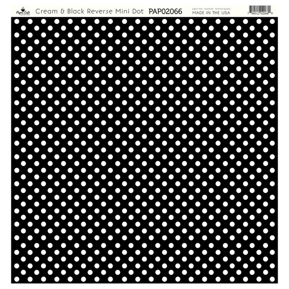 Paper Cafe Cardstock 12 inch x 12 inch Cream and Black Reverse Mini Dot 15pc