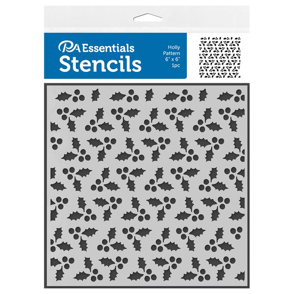 PA Essentials Stencil 6 inch x 6 inch Holly Pattern