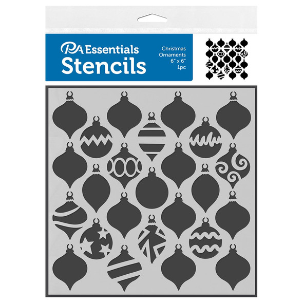 PA Essentials Stencil 6 inch x 6 inch Christmas Ornaments