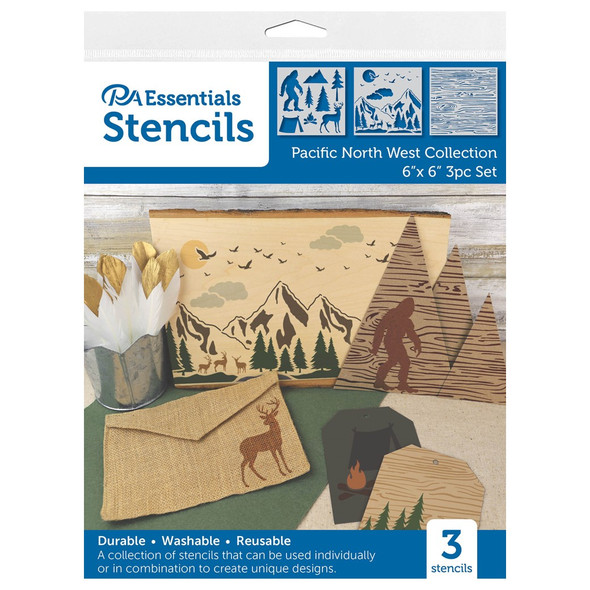 PA Essentials Stencil 6 inch x 6 inch Pacific North West Collection 3pc