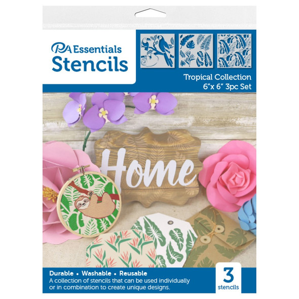 PA Essentials Stencil 6 inch x 6 inch Tropical Collection 3pc