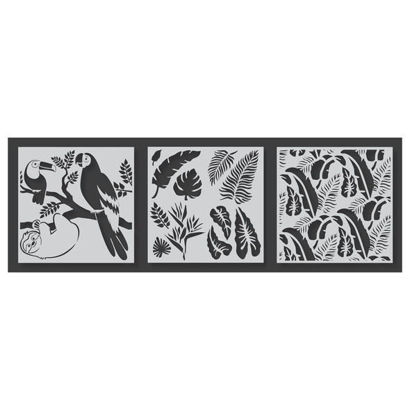 PA Essentials Stencil 6 inch x 6 inch Tropical Collection 3pc