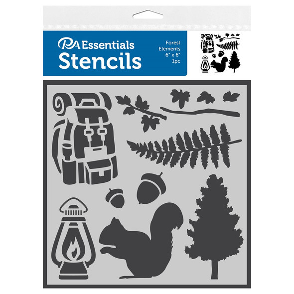 PA Essentials Stencil 6 inch x 6 inch Forest Elements