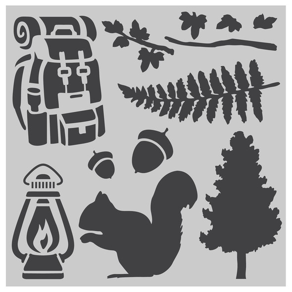 PA Essentials Stencil 6 inch x 6 inch Forest Elements