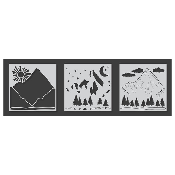 PA Essentials Stencil 6 inch x 6 inch Layer Pack Mountain Scene 3pc