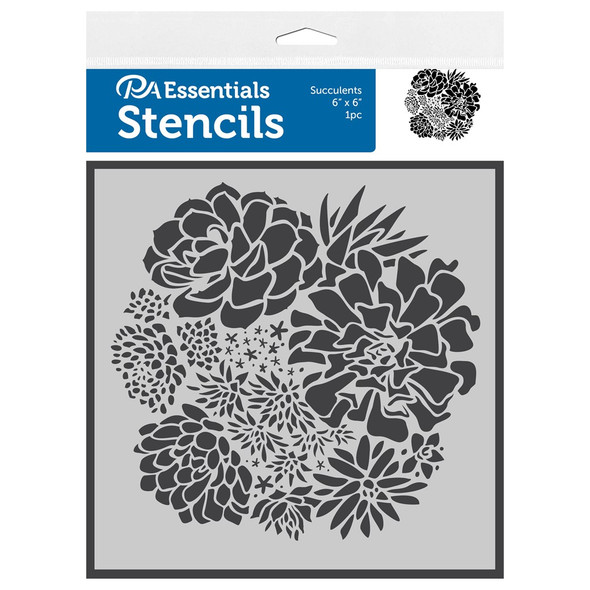 PA Essentials Stencil 6 inch x 6 inch Succulents