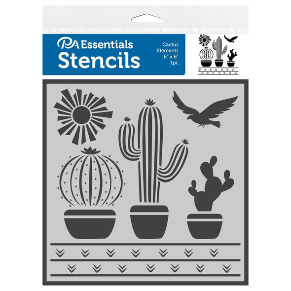 PA Essentials Stencil 6 inch x 6 inch Cactus Elements