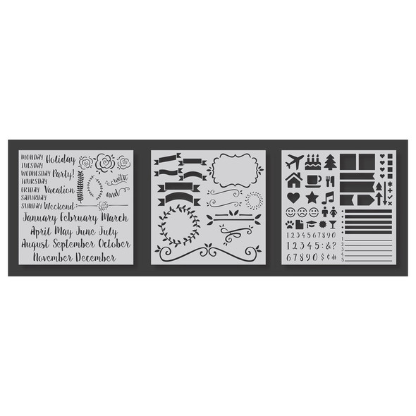 PA Essentials Stencil 6 inch x 6 inch Journaling Collection 3pc