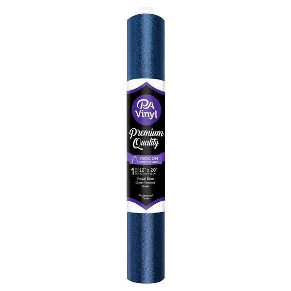 PA Vinyl Iron On Roll 12 inch x 20 inch Stretch Glitter Texture Royal Blue