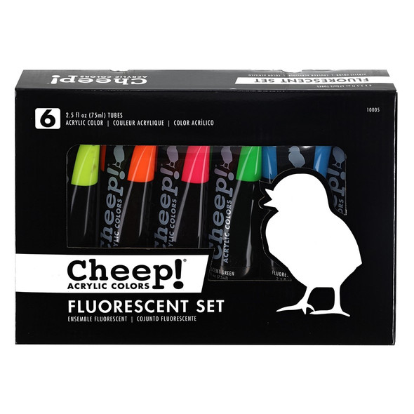 Cheep! Acrylic Paint Set 2.5oz Fluorescent 6 Color