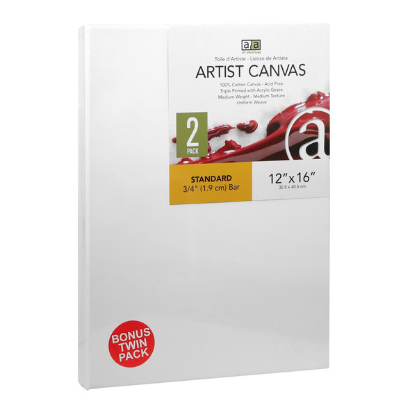 Art Advantage Artist Canvas Visual Edge 12 inch x 16 inch Twin Pack