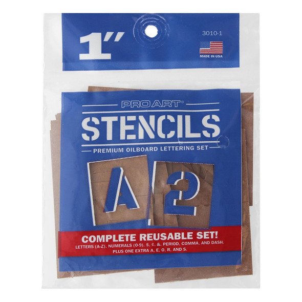 Pro Art Oiled Stencil Board Premium 1 inch Lettering Set