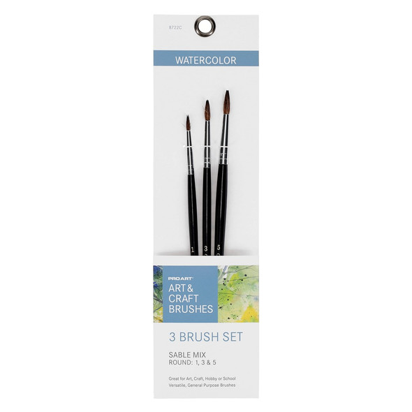 Pro Art Brush Set Sable Mix Round 3pc