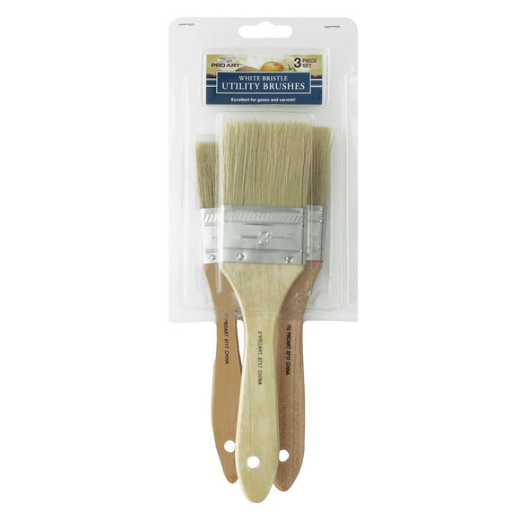 Pro Art Brush Hog Bristle White Utility 3pc