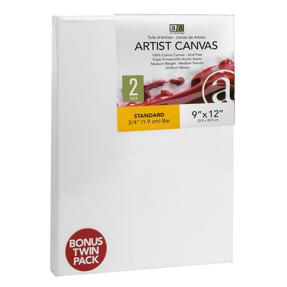 Art Advantage Artist Canvas Visual Edge 9 inch x 12 inch Twin Pack