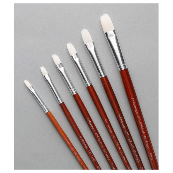 Art Advantage Brush White Nylon Long Handle Filbert #6