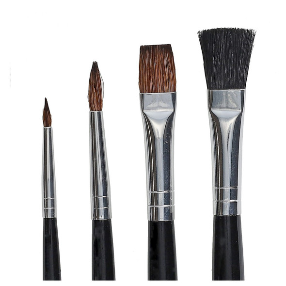 Pro Art Brush Set Sable Mix Round and Flat 4pc