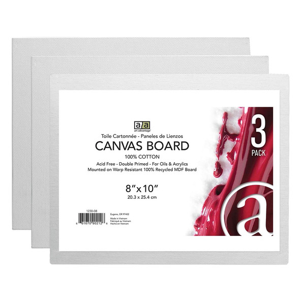 Art Advantage Canvas Board Recycled MDF 8 inch x 10 inch 3pc