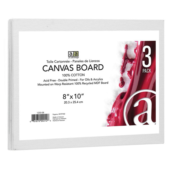 Art Advantage Canvas Board Recycled MDF 8 inch x 10 inch 3pc