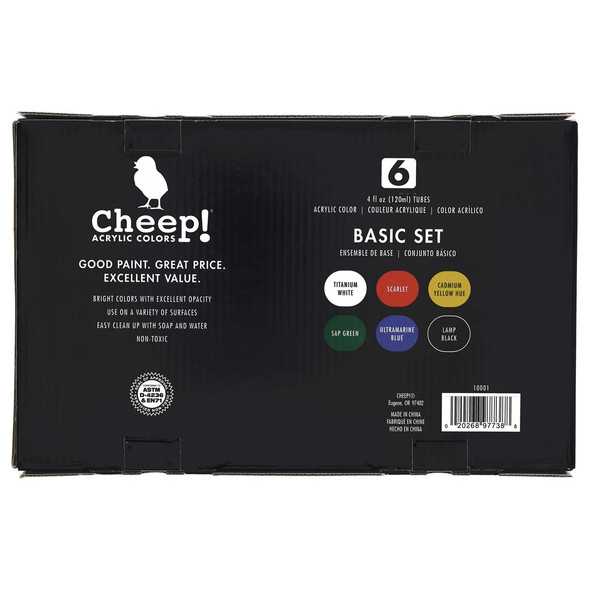 Cheep Acrylic Paint Set 4oz Basic 6 Color