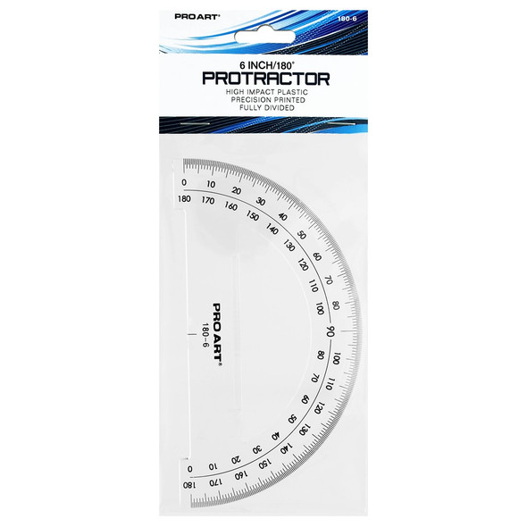 Pro Art Protractor 180 Degree 6 inch Clear