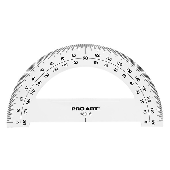 Pro Art Protractor 180 Degree 6 inch Clear