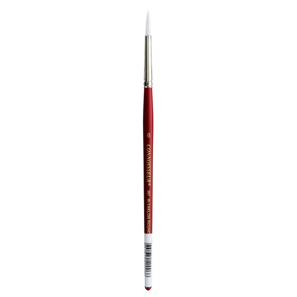 Connoisseur White Taklon Brush Short Handle Round 6