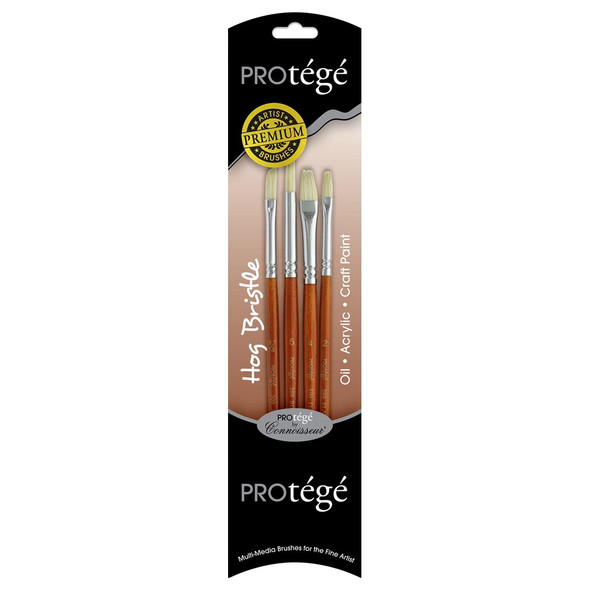 Protege Brush Hog Bristle Short Handle 4pc Flat/Round/Angular