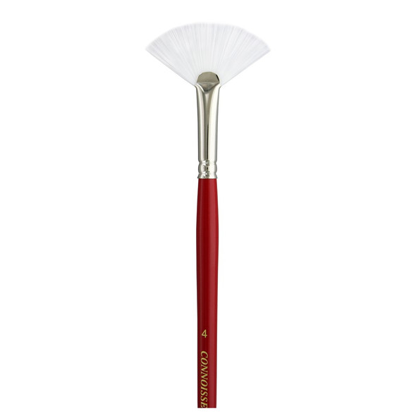 Connoisseur White Taklon Brush All Media Long Handle Fan #4